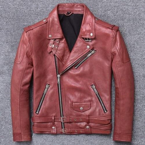 Male Genuine Leather Clothing Locomotive Vegetable Tannage Batik Sheep Skin Self-cultivation