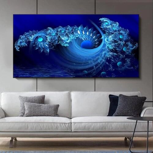 Nordic Modern Wall Art Canvas Oil Painting Blue Spray Posters and Prints Cuadros Wall Pictures for Living Room Home Decoration