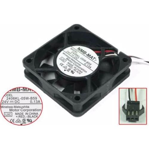 NMB-MAT 2406KL-05W-B59 L0C DC 24V 0.13A 3-Wire 60x60x15mm Server Cooling Fan