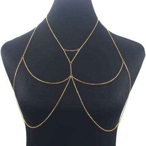 Newest Women Body Chain Sexy Beach Gold ColorParty Accessories Bra Cross Body Chain Jewellery For Women