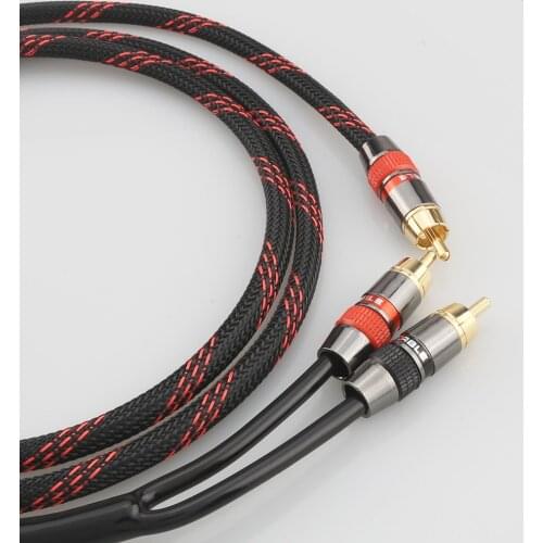 New Hi-Fi Audiocrast A53 Copper Stereo RCA Male to 2×RCA Male Audio Signal Cable Amplifier Video Cord