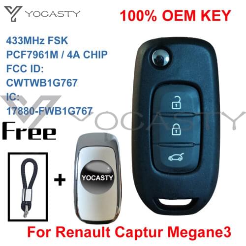 YOCASTY Original CWTWB1G767 Remote Flip Car Key For Renault Kadjar Captur Symbol Megane III 2013 2014 2015 2016 2017 No Blade