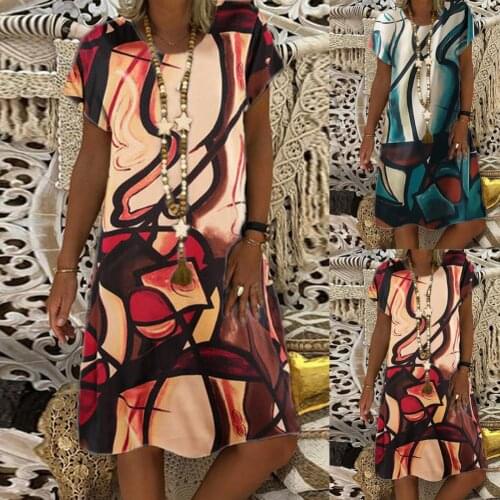 Spring Summer Hot New Women Dress Fashion Women Dress Short Sleeve All-match Skin-friendly Summer Beach Loose Dress for Travel