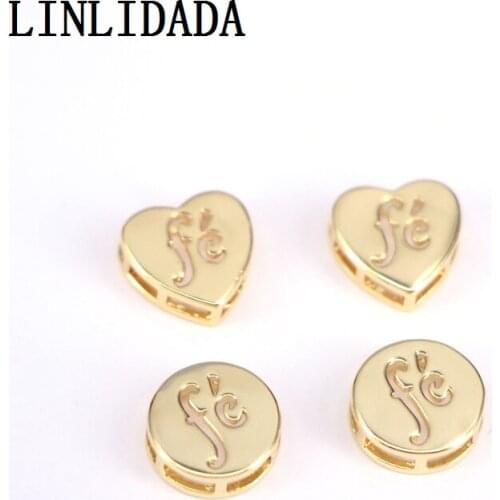 15Pcs Gold Color charms Connector Round Heart Spacers Beads DIY Accessories For Jewelry Making