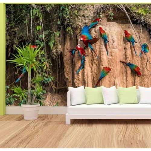 Custom Landscape Parrot Interior Room Wall 3d Wallpaper Home Walls Paper Decor for Living Room Peel Stick PVC Vinyl Printings