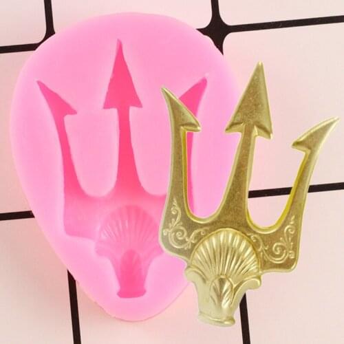 Poseidens Trident Silicone Mold Baking Fondant Cake Decorating Tools Candy Chocolate Gumpaste Molds Polymer Clay Jewelry Mould