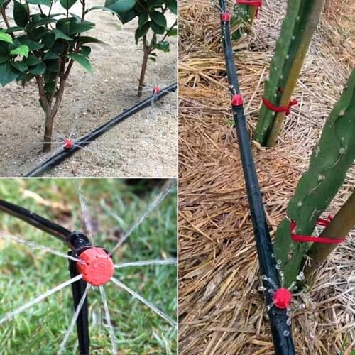 100Pcs/pack Adjustable Micro Drip Irrigation System Watering Sprinklers Anti-clogging Emitter Dripper 1/4" Barb Watering Tools