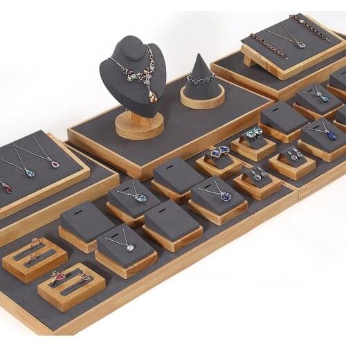 Jewelry display props, necklaces, rings, jewelry display, jade, bracelets, earrings, props, solid wood jewelry display stands