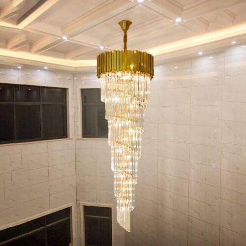 YOOGEE Luxury Staircase Chandelier Modern Chandeliers Living room Loft Lights Indoor Lighting Large Crystal Hanging Lamp Lustre