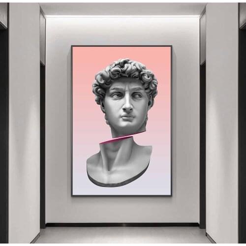 Vaporwave Sculpture Of David Canvas Paintings on the Wall Art Posters and Prints Funny Art Creative Picture For Living Room Wall