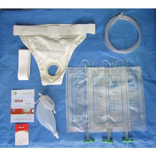Free shipping male/female silicone urine bag for elder people chamber pot hemiplegia urine collector with 3 bag