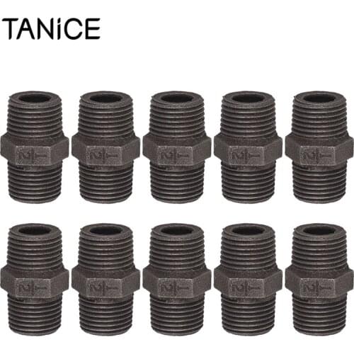 TANiCE 10Pcs Threaded Iron Pipe Fittings 1/2" 3/4" Malleable Cast Iron Wrought Iron Accessories Tool For DIY Furniture Shelves
