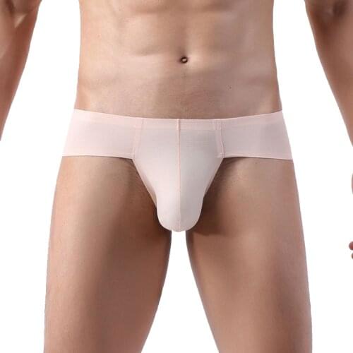 Mens Briefs Seamless Underwear Men ice Silk Underpants Male Sexy Low Waist Mesh Panties Gay Silkly Bikini Man Slip Jockstrap