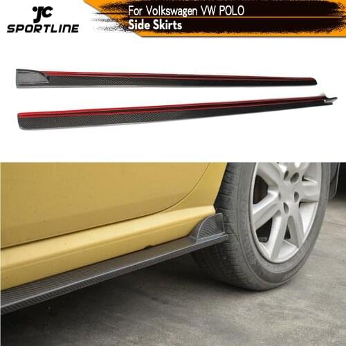 Carbon Fiber / FRP Racing Side Skirts Lip Extension for Volkswagen VW Polo Hatcback 4-Door 2014 - 2016