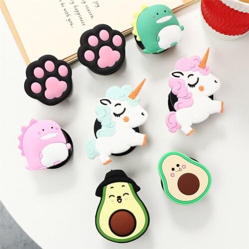 Universal Phone Bracket Cute 3D Animal Folding Phone Expanding Stand Finger Unicorn Dinosaur Holder Avocado Cat Paw Holder Stand