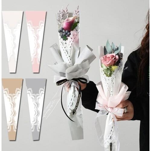 20pcs Flower Wrapping Plastic Paper Single Flower Cellophane Bag Valentines Day Wedding Plastic Fresh Bouquet Packing Supplies