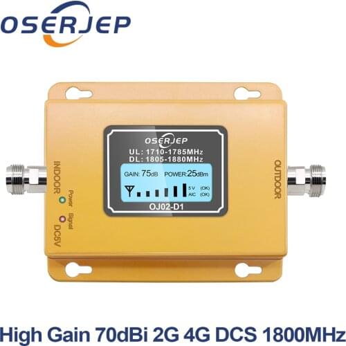Gsm Lte 1800 Booster LCD Display 70dB Gain 2g 4g LTE Cell Phone Booster DCS 1800MHz Not Include Antenna
