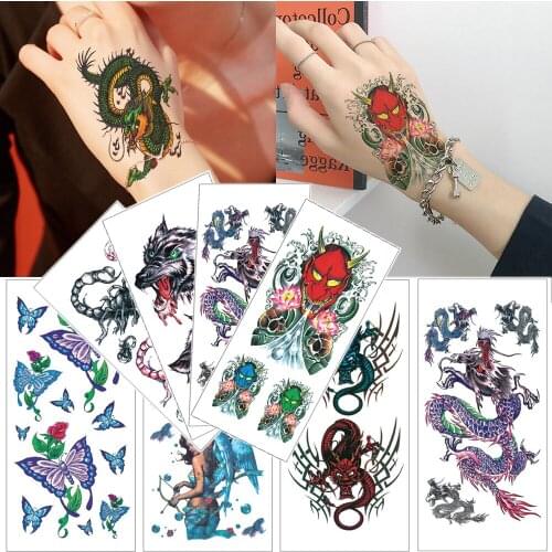 Temporary tattoo stickers Flower butterfly Watercolor tattoos Scorpion dragon Small sticker tattoo Hand leg body tattoo women