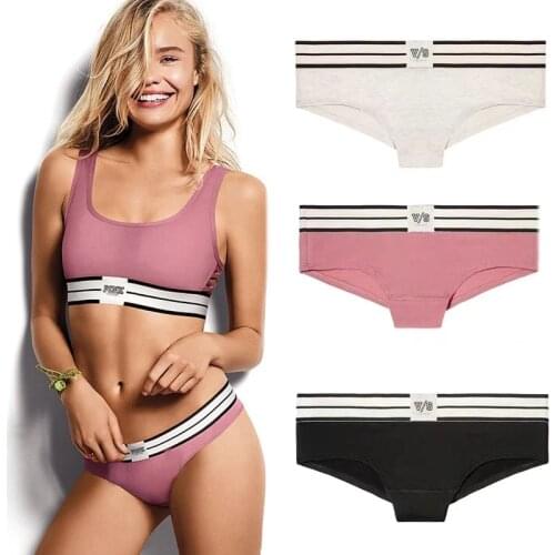 Womens Cotton Underwear PINK Black Color Letter Women Panties Fitness Sexy Sports Pantys Comfortable Briefs Sex Lingerie