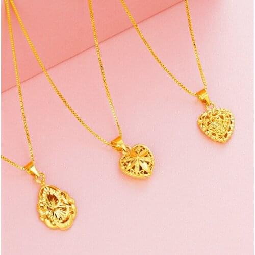 24K Gold Pendant for Women Ethnic Heart Pendant for Necklace Party Wedding Engagement Necklace Jewelry Accessories Wholesale