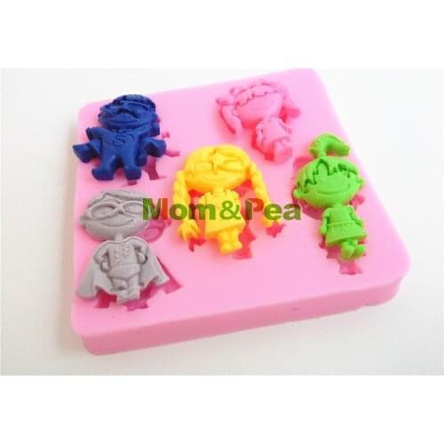 Mom&Pea 0364 Free Shipping Boys & Girls Silicone Soap Mold Cake Decoration Fondant Cake 3D Mold Food Grade Silicone Mould