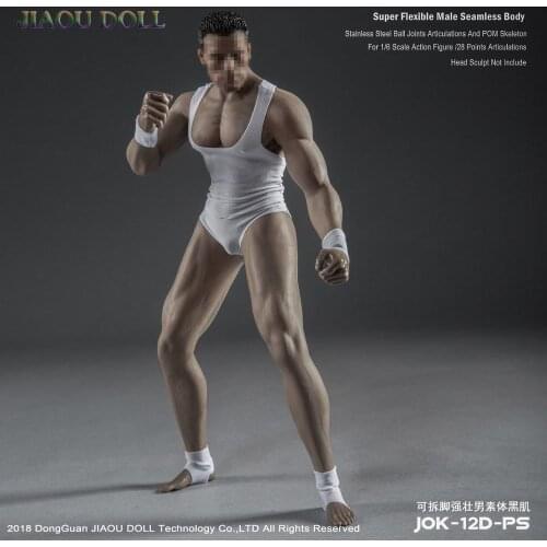 1/6 Scale 12''Ultra Flexible Muscular Male Seamless Body Stainlee Steel Skeleton Rubber Human-like Skin Bodies for 1/6 Head