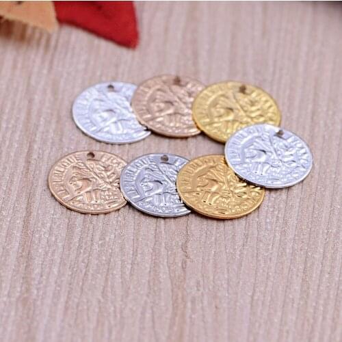 10 * 0.3mm personality head pattern round pendant DIY earrings jewelry accessories