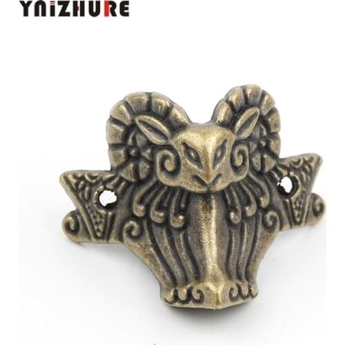 10pcs 43x34mm Zinc alloy horn Sheep head corner Imitation Feet Decorated Wooden Boxes Fixed Support Legs Corner Decorative Metal