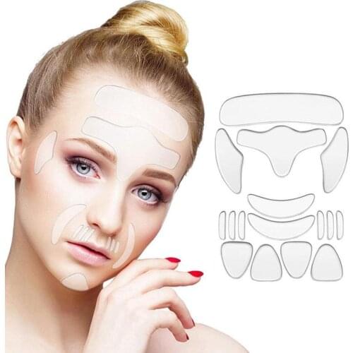 16pcs Reusable Silicone Patches Anti Rimpel Pads Silicone Wrinkle Removal Sticker Face Forehead Neck Eye Sticker Skin Care Patch