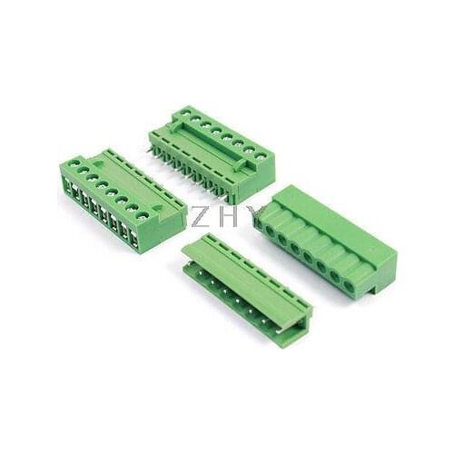3 Pcs 5.08mm Pitch 8 Pins AC 300V 10A Terminal Blocks Connectors Green