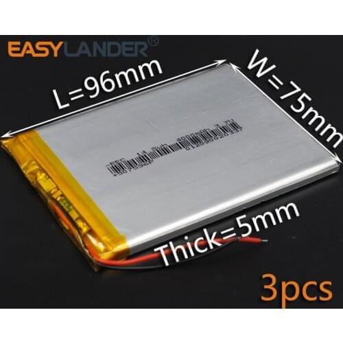 3pcs/Lot 3.7V 4000mAh Polymer Li-ion Battery For Bluetooth Notebook Tablet PC Consumer electronics safety lamp 507596 507595