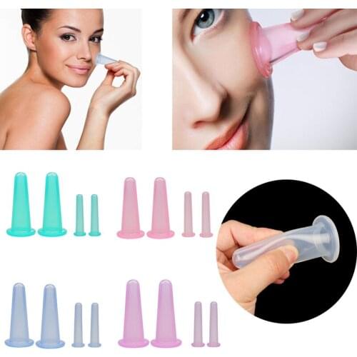 4pcs/set Jar Vacuum Cupping Cans for Massage Silicone Anti Cellulite Cupping Cup Vacuum Face Massage Cup For Face Body Unisex