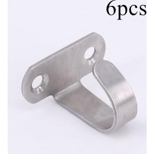 6pcs Stainless Steel Roof Ceiling Hook Clothes Cupboard J Shape Hook Kitchen Hanger Tools Wall Install Home Hardware