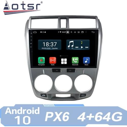 AOTSR Car Radio For Honda City 2006 - 2013 Android 10 Multimedia Player Auto Stereo GPS Navigation AutoRadio IPS PX6 Head Unit