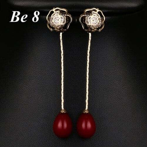 Be8 Brand Rose Shape With Length Chain Bridal Jewelry Beautiful Drop Earrings Simulated-pearl Party Pageant Accessorie E-250