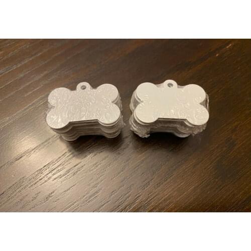 FREE SHIPPING Gloss White Aluminum Dye Sublimation Dog Bone Pet Tag Blanks - 100PCs Sublimation blanks Transfer Printing DIY