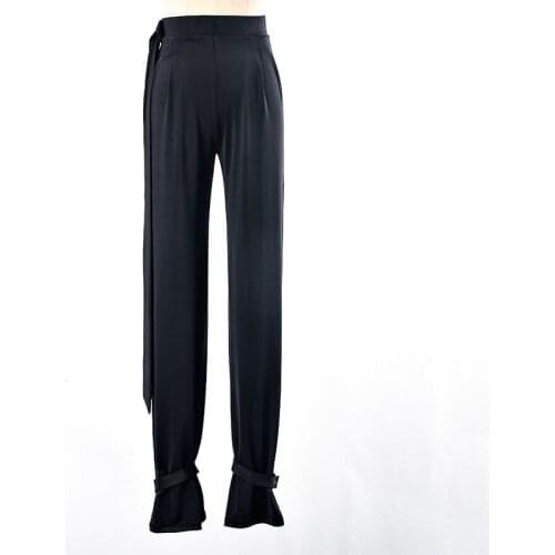 Ice Silk Latin Dance Pants Female Adult High Waist Ballroom Salsa Rumba Practice Trousers Women Stage Competition Pants DL6482