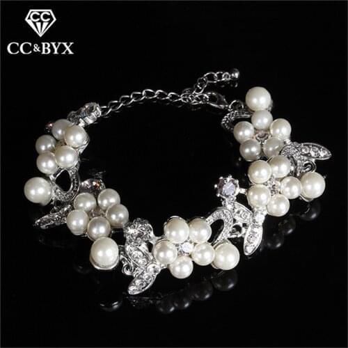 CC wedding jewelry high quality pearl bracelet for women bridal engagement pary accessories with crystal fashion gifts CCHE020