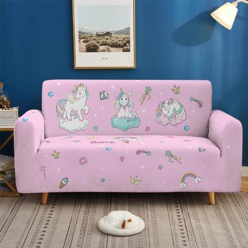 Cartoon Unicorn Couch Cover for Living Room Furniture Protector Settee Cover Anti-Dirty Pet Stretch All Cover Elastic Sofa Cover