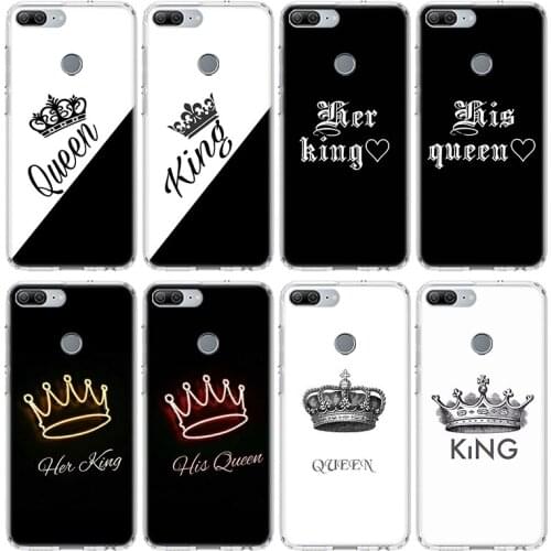King Queen Couple Lovers Case For Huawei Honor 10 9 20 Lite 9X 8X 8A Pro 7A 7X Y5 Y6 Y7 Y9 2019 V20 V30 Soft Phone Cover Coque