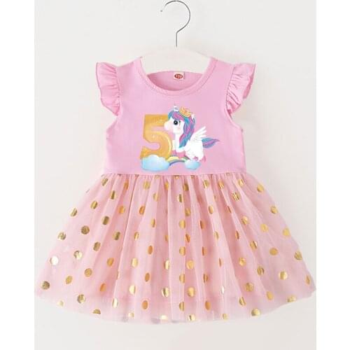 Baby Girls 1 2 3 4 5 6 Birthday Party Dress Princess Dresses Children Unicorn Cartoon Clothes Girls Birthday Outfits Vestidos