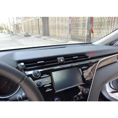 For Toyota Camry 2018 2019 ABS Carbon fibre Car Central Air Condition Outlet Vent Frame Cover Trim Strip Auto Decor Accessories