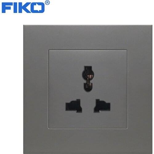 FIKO 13A International wall power socket Gray PC panel 86mm*86mm wall electronic socket ,UKfamily hotel Power Socket Household