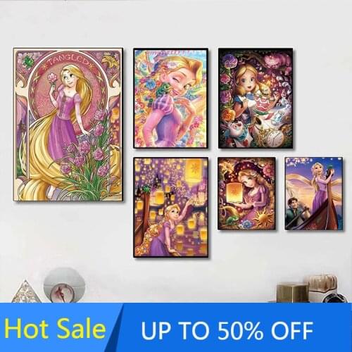 Disney Princess Canvas Painting Wall Art Alice In Wonderland Cartoon Posters and Prints Pictures for Girls Home Room Decoration
