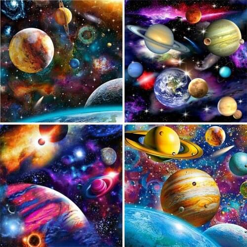 HUACAN 5d Full Drill Diamond Embroidery Universe Diamond Art Painting Landscape Space Mosaic Cross Stitch Home Decoration