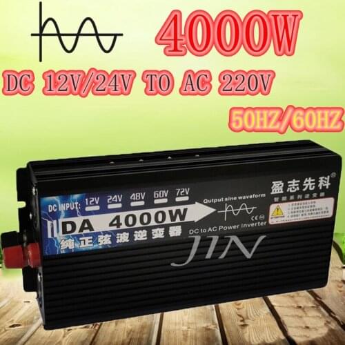 Inverter 12V 220V 4000W 24V Dc To 220V Ac Pure Sine Wave Voltage Converter Power Car Micro Inverter Converte WITH LED Display