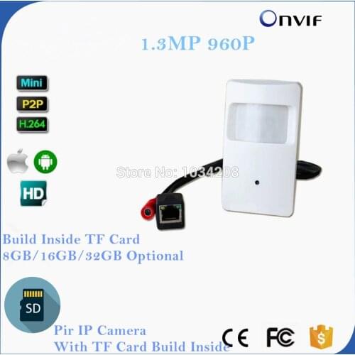 HD 960P 1.3MP 3.7mm Lens Security Indoor Mini PIR Shell Surveillance Camera IP Network CCTV Camera TF Card Slot Onvif