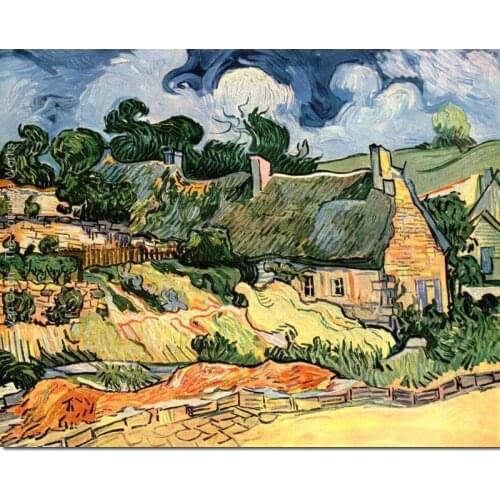 Handmade oil painting reproduction of Vincent Van Gogh High quality camp houses Living room decor