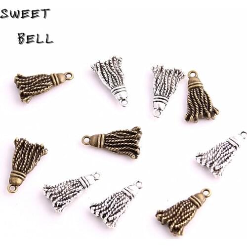 SWEET BELL 40pcs 12*20mm Alloy Jewelry Making Besom Fashion Necklace Pendant Bracelet Charms Handmade Craft D6124