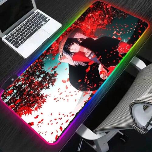 MRGLZY Anime RGB mousepad with USB port LED large gaming desk mats waterproof non-slip rubber base large keyboard mouse pads XXL
